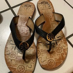 Tory Burch Black and Tan Sandals